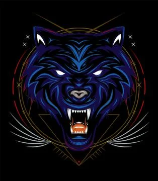 Blue wolf vector, head wolves illustration Stock-Illustration