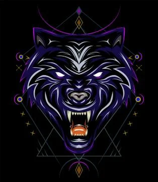 Blue wolf vector, head wolves illustration Stock Illustration