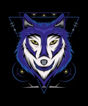 Blue wolf vector illustration, head wolves Stockillustratie