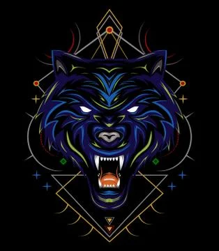 Blue wolf vector illustration, head wolves Stock Illustration