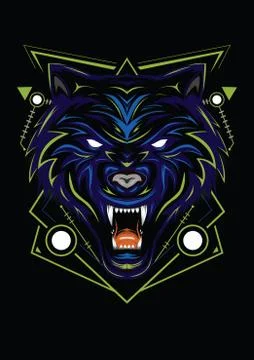 Blue wolf vector illustration, head wolves Stock Illustration