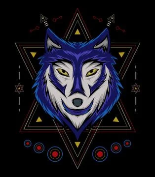 Blue wolf vector illustration, head wolves Stock Illustration