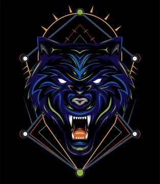 Blue wolf vector illustration, head wolves Stock Illustration