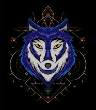 Blue wolf vector illustration, head wolves Stock Illustration