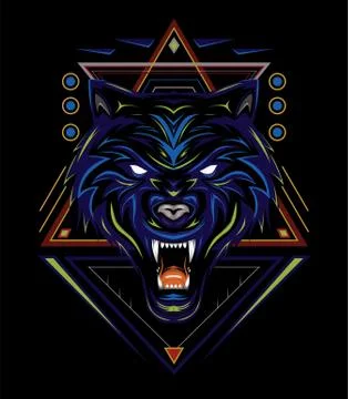 Blue wolf vector illustration, head wolves Stock Illustration