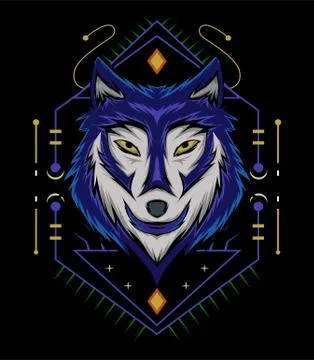 Blue wolf vector illustration, head wolves Stock Illustration