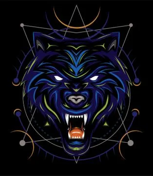Blue wolf vector illustration, head wolves Stock Illustration