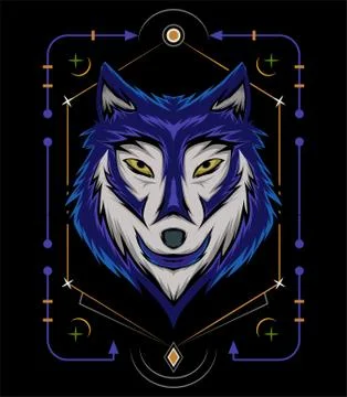 Blue wolf vector illustration, head wolves Stock-Illustration
