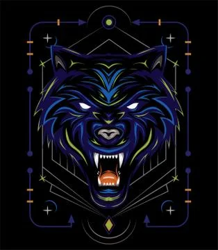 Blue wolf vector illustration, head wolves Stock Illustration