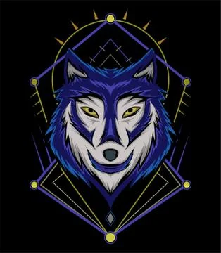 Blue wolf vector illustration, head wolves Stock Illustration