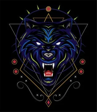 Blue wolf vector illustration, head wolves Stock Illustration