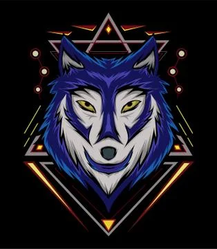 Blue wolf vector illustration, head wolves Stockillustratie