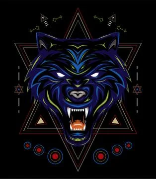 Blue wolf vector illustration, head wolves Stock Illustration