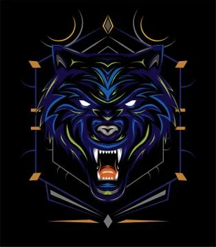 Blue wolf vector illustration, head wolves Stock Illustration