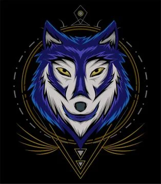 Blue wolf vector illustration, head wolves Stockillustratie