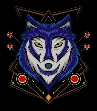 Blue wolf vector illustration, head wolves Stock Illustration
