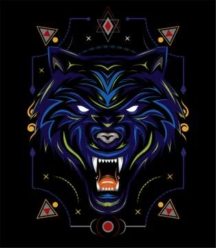 Blue wolf vector illustration, head wolves Stock Illustration
