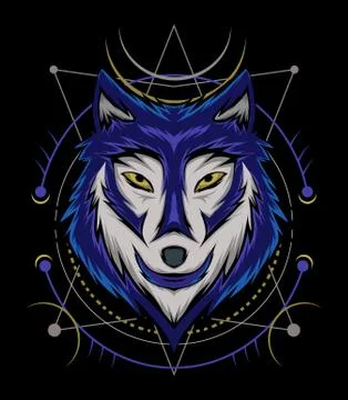 Blue wolf vector illustration, head wolves Stock Illustration