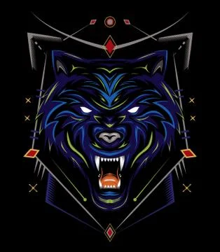 Blue wolf vector illustration, head wolves Stock Illustration