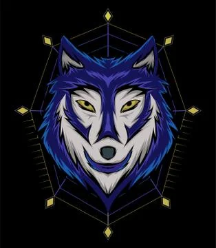 Blue wolf vector illustration, head wolves Stock-Illustration