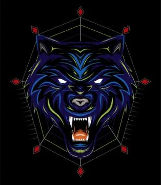 Blue wolf vector illustration, head wolves Stock Illustration