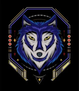 Blue wolf vector illustration, head wolves Stockillustratie