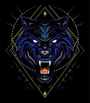 Blue wolf vector illustration, head wolves Stock Illustration