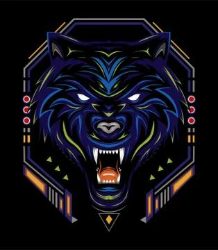 Blue wolf vector illustration, head wolves Stock-Illustration