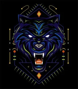 Blue wolf vector illustration, head wolves Stock Illustration