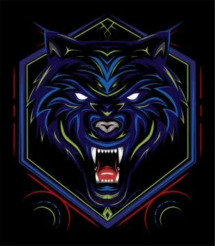 Blue wolf vector illustration, head wolves Stock Illustration