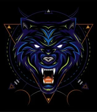 Blue wolf vector illustration, head wolves Stock Illustration