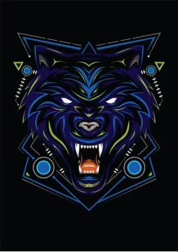 Blue wolf vector illustration Stockillustratie
