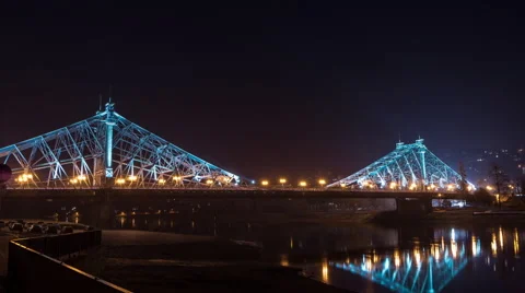 Blue Wonder Dresden Hyperlapse at night Vídeos de archivo 61373166