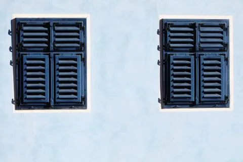 Blue wooden window Stock Photos