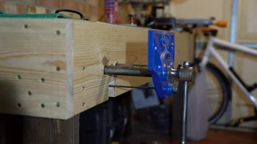 Blue woodworking vise quick closing Stock Footage 85485536
