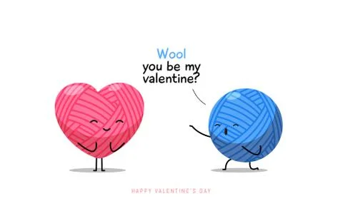 A blue wool propose the pink wool. Valentine's vector illustration Stock Illustration