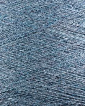 Blue wool thread ball macro closeup Foto stock