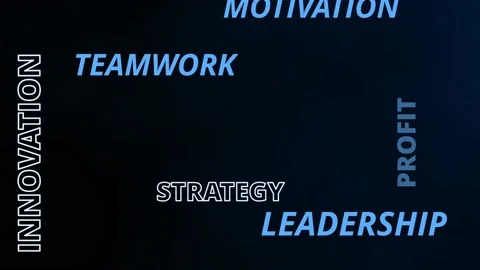 Blue word cloud for business terms like success solution analysis or leadership Stock Footage 232913640