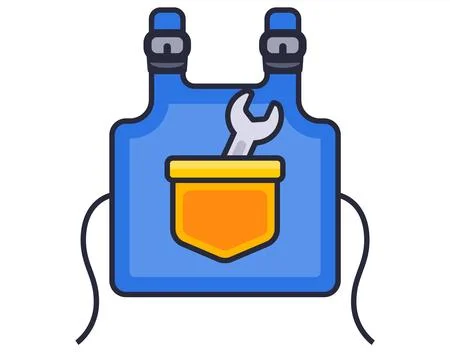 Blue work apron with a wrench. Stock Illustration