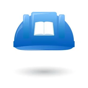 Blue work helmet wit a book Stock Illustration