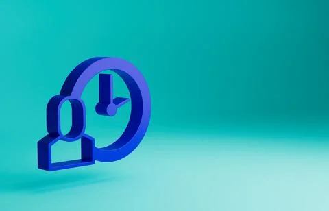 Blue Work time icon isolated on blue background. Office worker. Working hours Stock Illustration