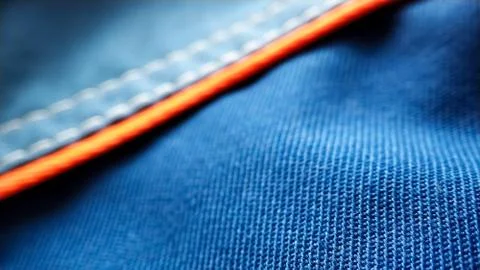 Blue work uniform clothes with an orange stripe macro Stock Photos