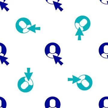 Blue Worker icon isolated seamless pattern on white background. Business avatar Illustrazione stock
