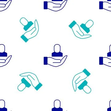 Blue Worker icon isolated seamless pattern on white background. Business av.. Stock Illustration