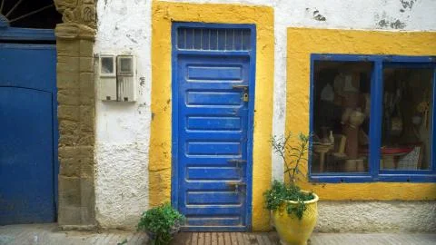 Blue workshop doors Stock Photos