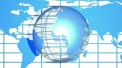 Blue World Globe with Map HD1080 Loopable Video stock 339523