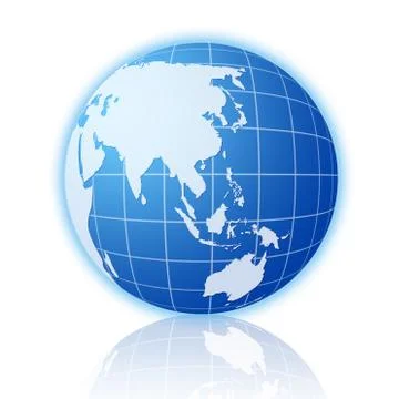 Blue world globe with reflection 2 Stock Illustration