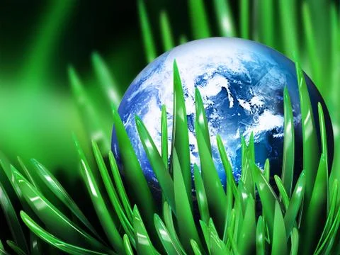 Blue world in the grass Stock Illustration