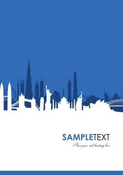 Blue world landmark group Illustrazione stock