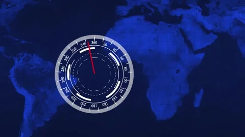 Blue world map with a circular indicator highlighting a location in Africa .. Stock Footage 321591765